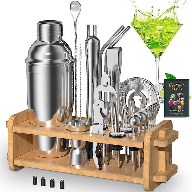30pcs Mixology Bartender Kit with Stand, Secilla 25oz Bar Set Cocktail Shaker Set, Professional Bartending Kit Home Bar Tools Set Bar Accessories