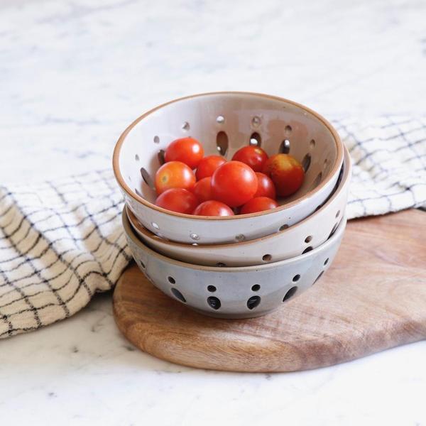 Earth Tone Stoneware Berry Bowls