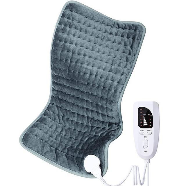 Electric Heating pad for Back/Shoulder/Neck/Knee/Leg Pain, Cramps and Arthritis Relief, 6 Fast Heating Settings, Auto-Off, Machine Washable, Moist Dry Heat Options, Extra Large 12"x24"(Gray)