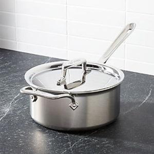 All-Clad d5 3 qt Brushed Stainless Steel Saucepan with Lid | Crate & Barrel