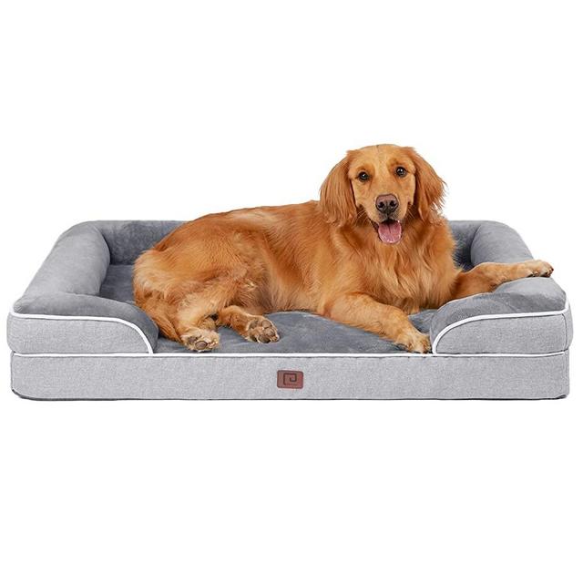 EHEYCIGA Memory Foam Orthopedic Large Dog Bed with Sides, Waterproof Liner Dog Beds for Large Dogs, Non-Slip Bottom and Egg-Crate Foam Large Dog Couch Bed with Washable Removable Cover