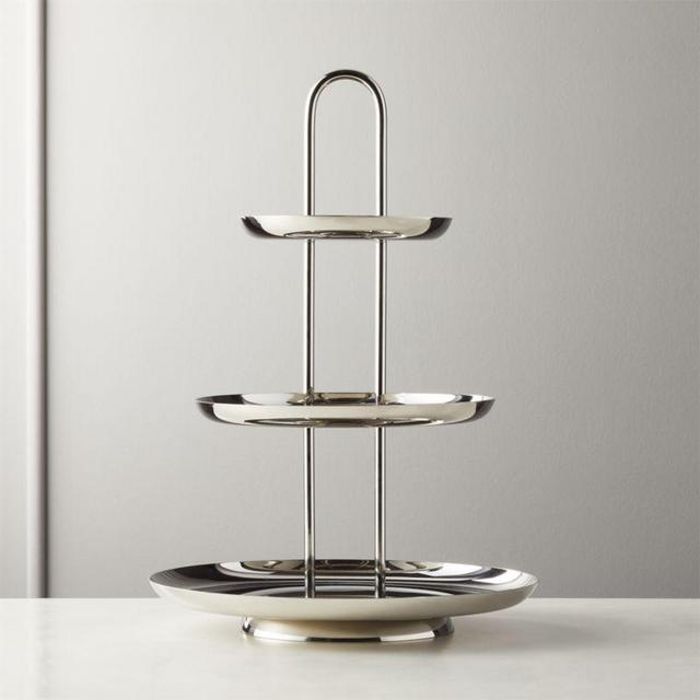 Porter Polished Stainless Steel 3-Tier Server with Handle