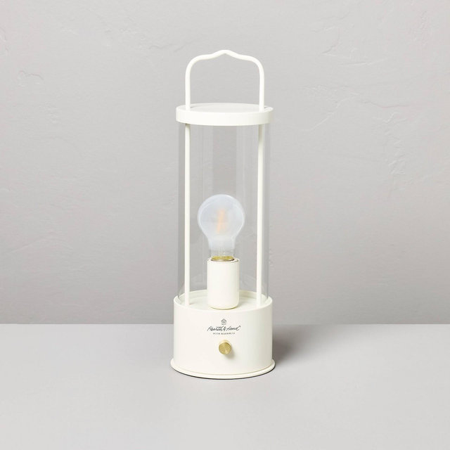 Portable Outdoor Patio LED Tabletop Lantern Cream - Hearth & Hand™ with Magnolia