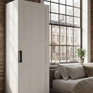 Single door Wardrobe , Hanging Closet Or Multi Shelf , Space Saver - White Woodgrain