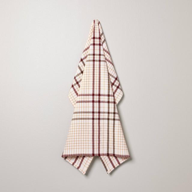 Fall Plaid Flour Sack Towel Burgundy/Brown - Hearth & Hand™ with Magnolia