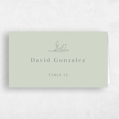 Grassy Sage, Green Wedding Place Card - Arum
