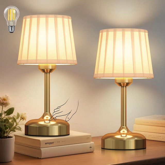 NookNova Bedside Table Lamp for Bedroom, 5000mAh Touch Bedside Table Cordless Lamp Nightstand Desk Lamp with USB Charging for Dorm, Living Room, Office, Kids Room Decor Set of 2
