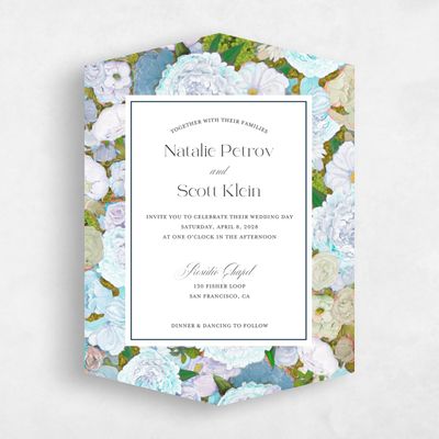 Blue Diamond Wedding Invitation - Horto Portrait