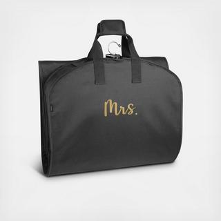 60" Gown Length Script "Mrs" Tri-Fold Travel Garment Bag with Pockets