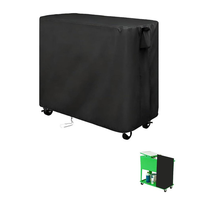 Kingling Cooler Cart Cover Fits 65-80 Quqrt Patio Cooler Cart, Waterproof Outdoor Cooler Cart Cover for Rolling Ice Chest Cooler with Wheels, Deck, and Grill Table, Black-32''L x18''W x32''H