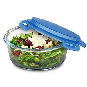 SmartPlanet 33 oz. Pure Glass Round Salad Bowl in Blue