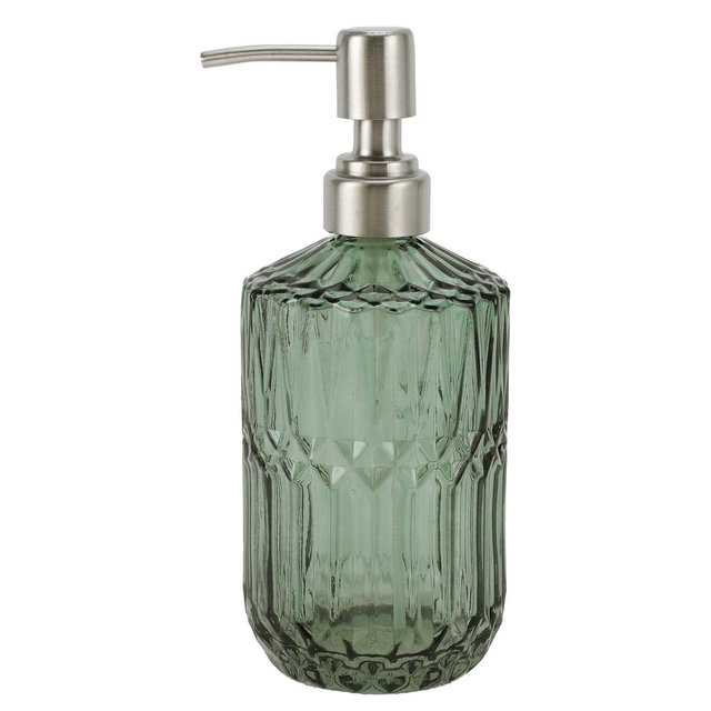 Unique Bargains Simple Cylindrical Soap Pump Dispenser 450ml 1 Pc Green, Silver Tone