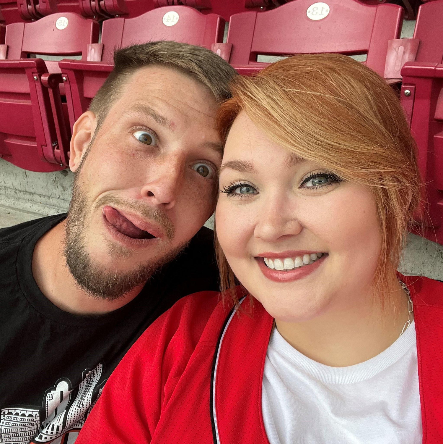 He loves pulling funny faces at the last second!