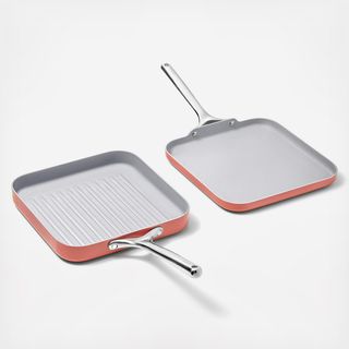 2-Piece Square Griddle & Grill Pan Set