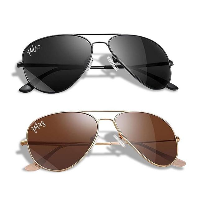 GroomBrideGifts Bride and Groom Polarized Sunglasses, Gifts for Bridal Shower Engagement Wedding Honeymoon and Anniversary