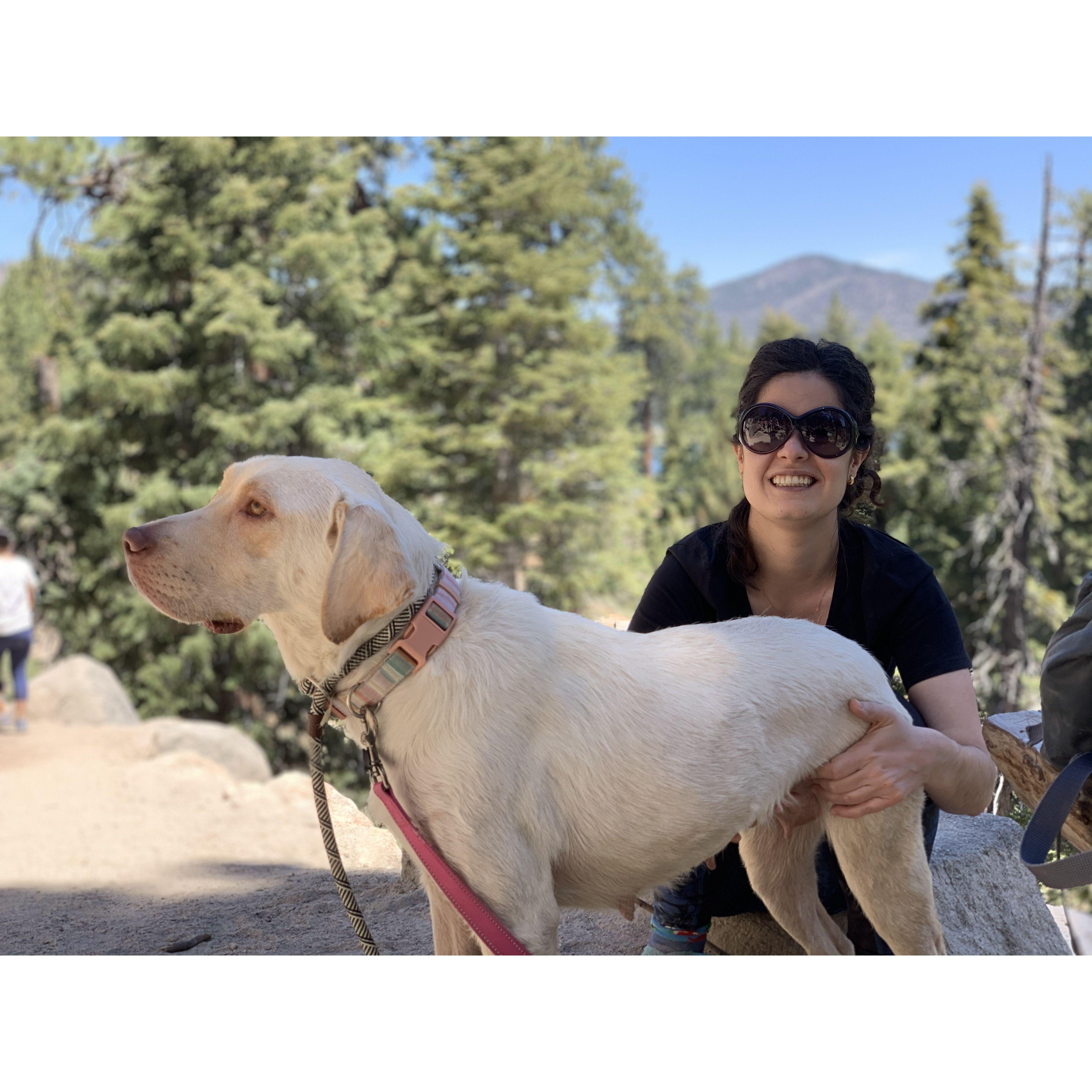 Taking Daisy for a hike in the Big Bears trail where she pulled Huan off the mountain with her LOL