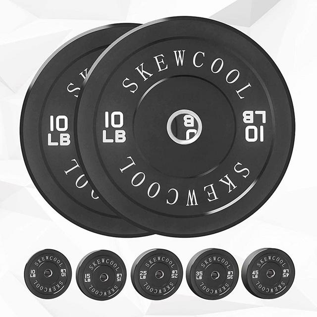 SKEWCOOL 2 Inch Olympic Bumper Plates Bumper Plates Set 10lbs/15lbs/25lbs/30lbs/35lbs/45lbs Weight Plates for Weightlifting Strength Training