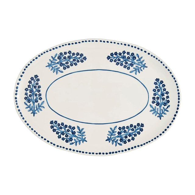 Mud Pie Block Print Platter; 11 3/4" x 17"