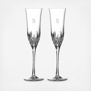 Lismore Essence Block Letter Champagne Toasting Flute, Set of 2