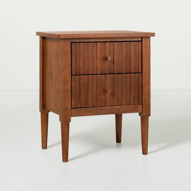 Turned Leg Wood 2-Drawer Nightstand Brown - Hearth & Hand™ with Magnolia