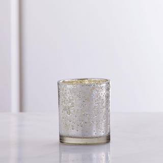 Bubbled Silver Glass Tea Light Candle Holder