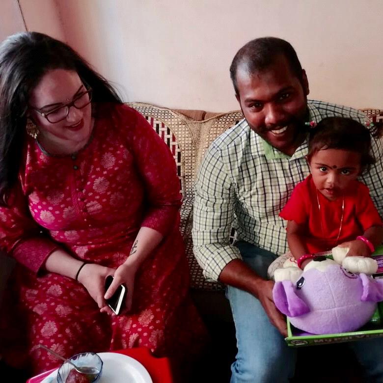 In India at our friend's house.