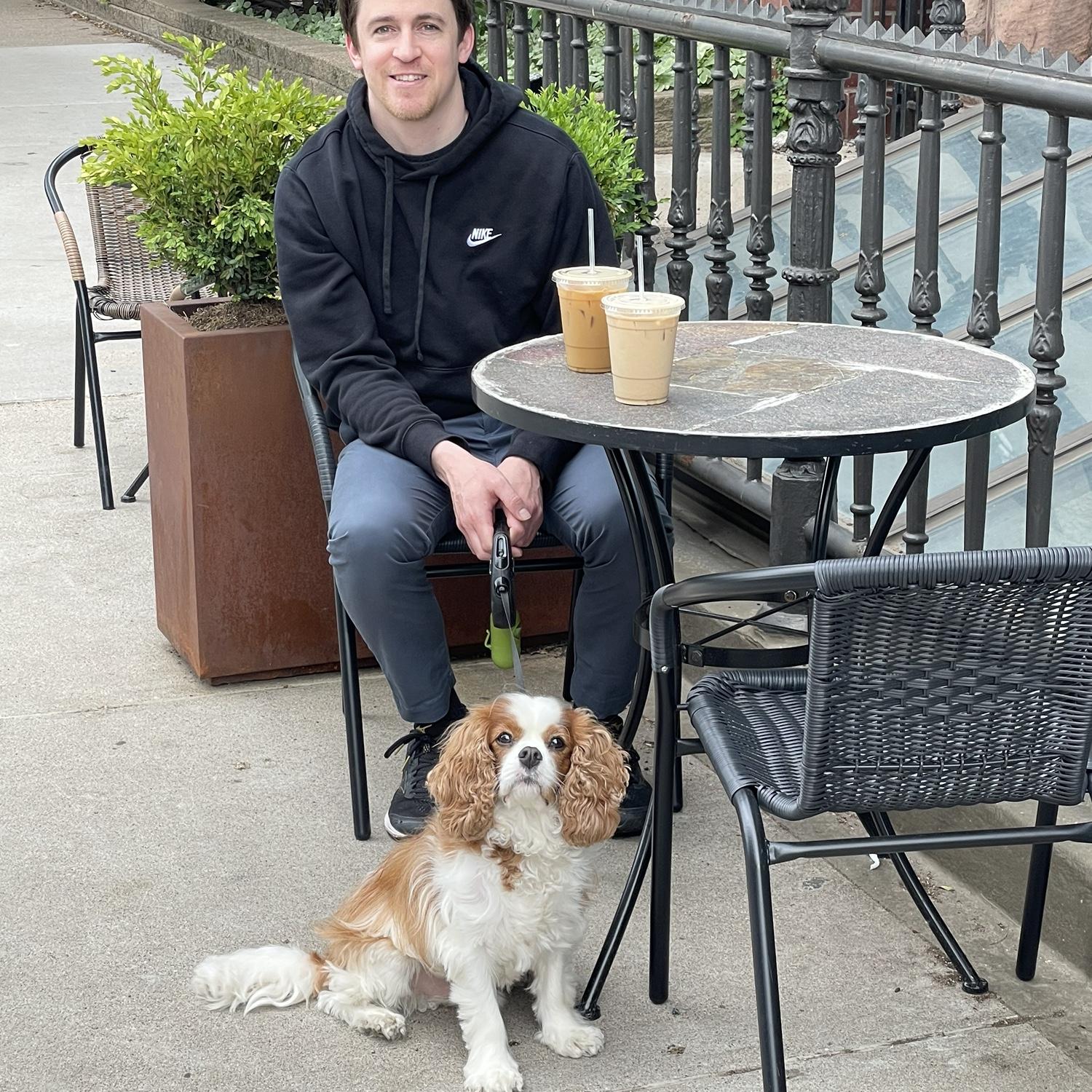 Morning coffee run with Finn