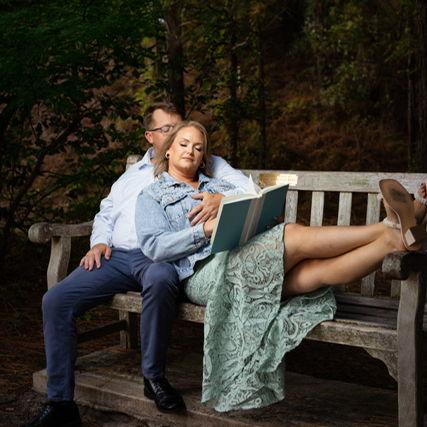 This photo feels very "us"- relaxing while I read. I love this photo from our engagement session.