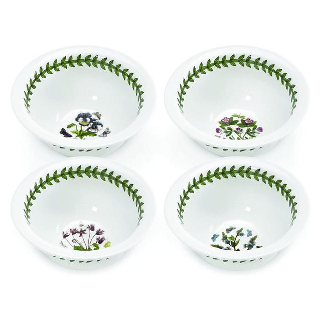 Portmeirion Botanic Garden Porcelain Round Mini Bowls, Set of 4 - Assorted Floral Motifs,4.25 Inch
