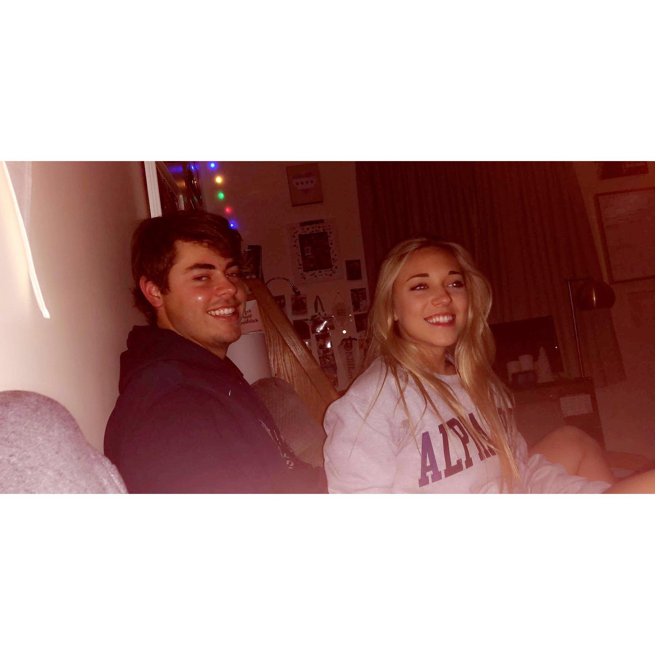 Hanging out together in the freshman dorms at Butler University. (2018)