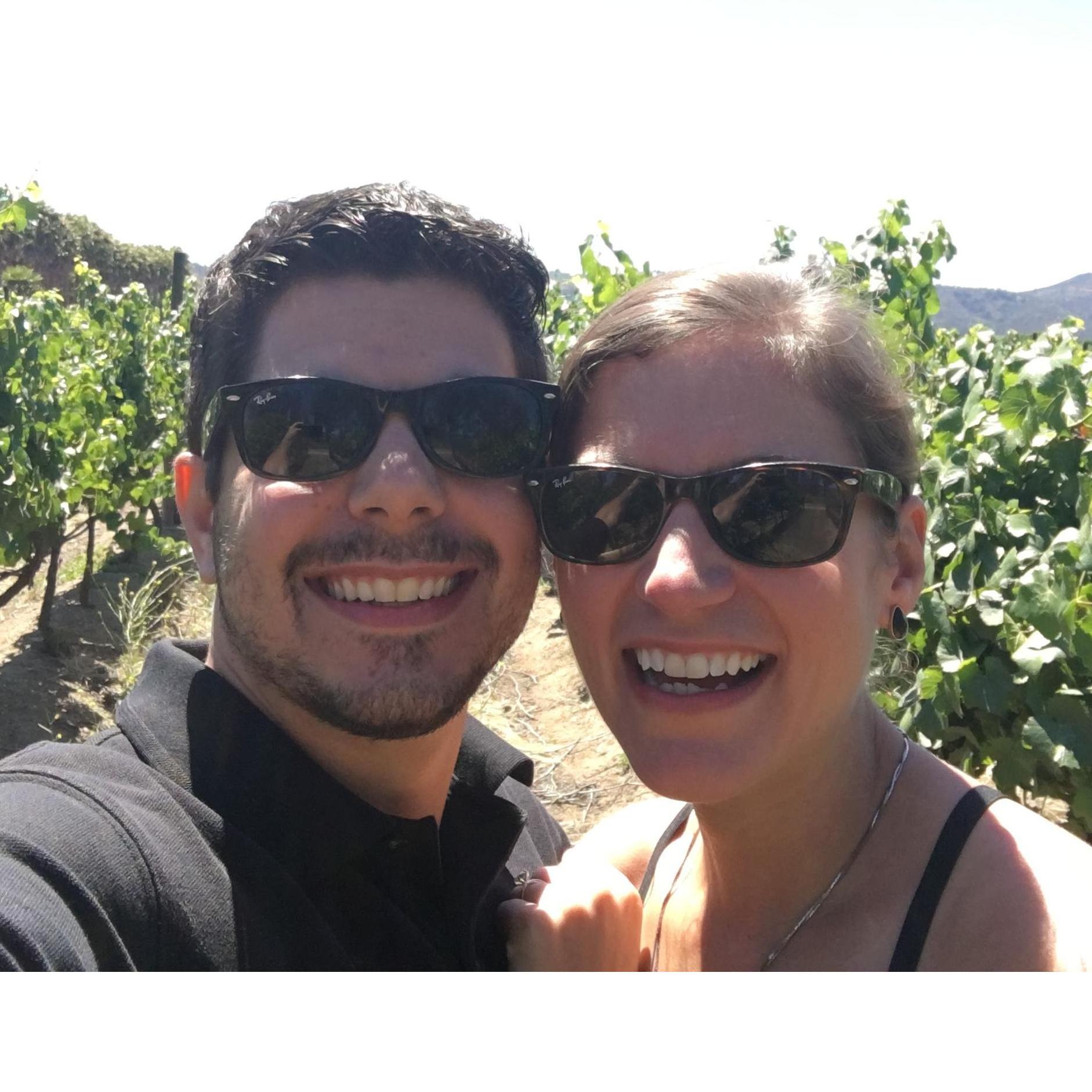 The vineyard where we got engaged - this is just moments after the proposal.