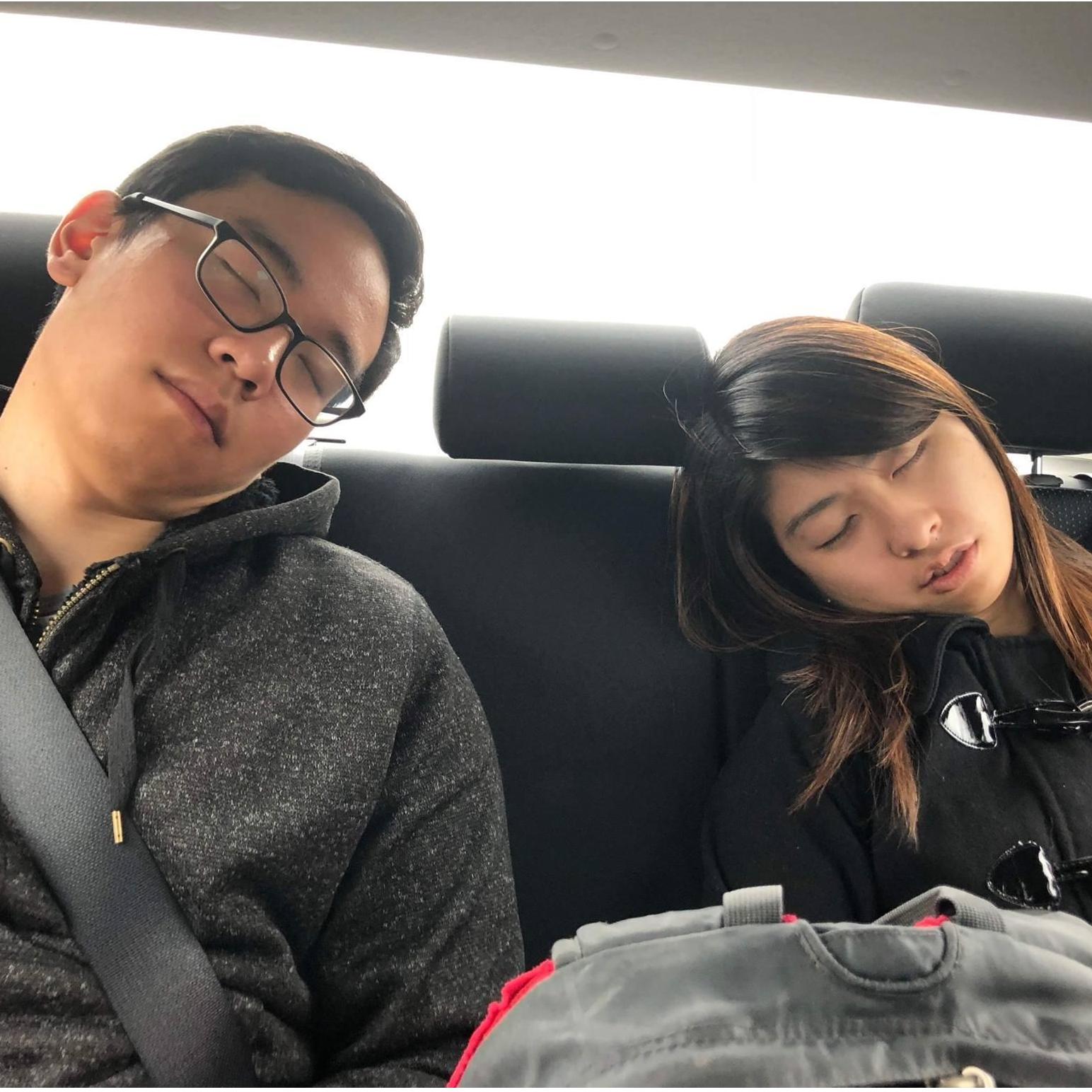 Us fast asleep after our trip to Bethany Beach with our friends Saad, Fatima, Vivien, Ryan, Chinezi, and Remy!