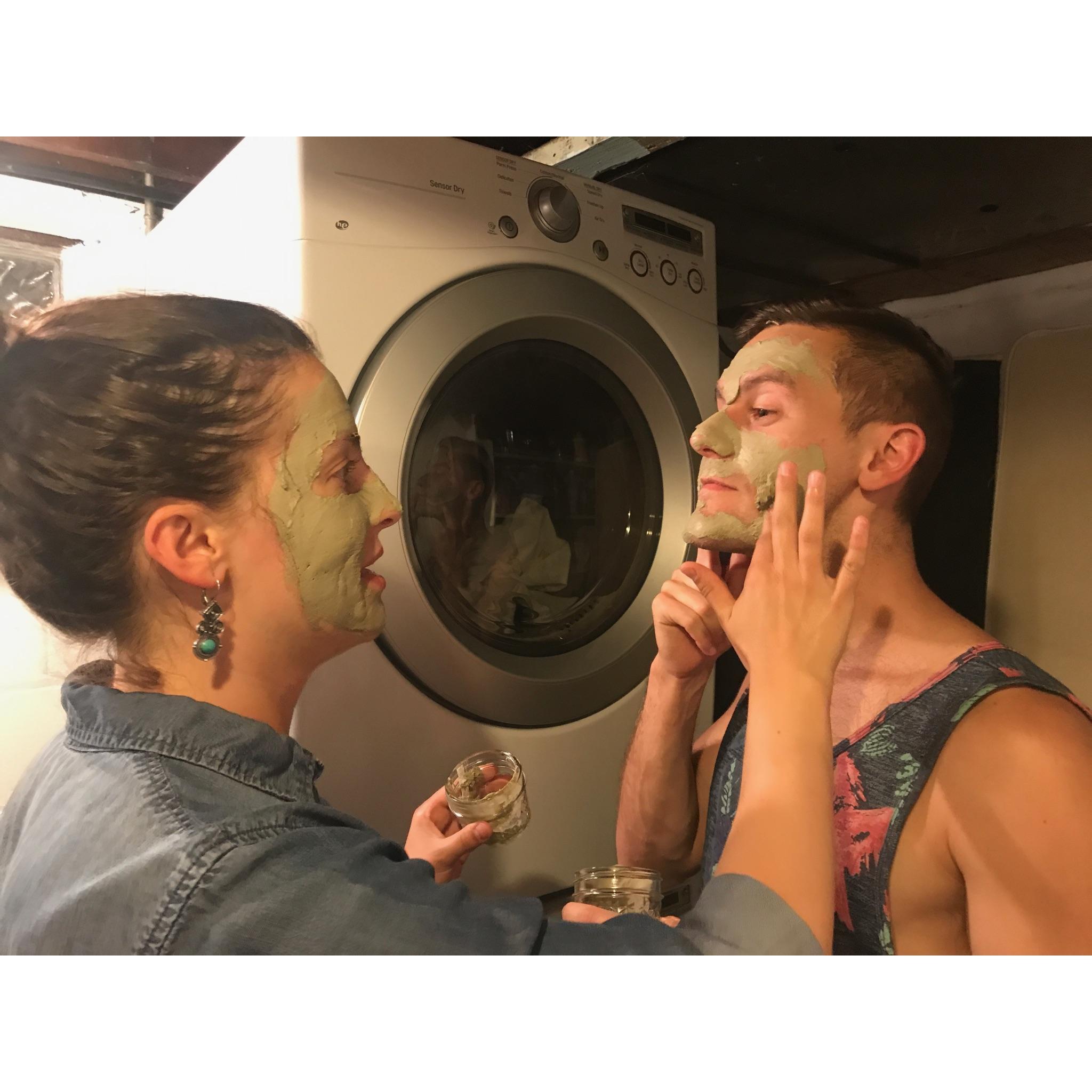Year 1 - Abby introducing Nathan to the world of face-masks.