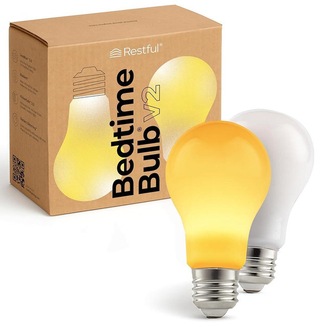 Restful 2-Pack Bedtime Bulb v2 for Better Sleep (45+ Years of Light) – Dimmable Low Blue Light Bulb, Easy Setup, Reduces Eye Strain