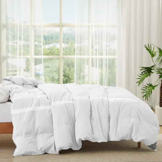 Puredown 600 FP Cooling Lightweight Breathable White Down Comforter for Hot Sleeper, Mesh Design Oversized Summer Blanket, White, King