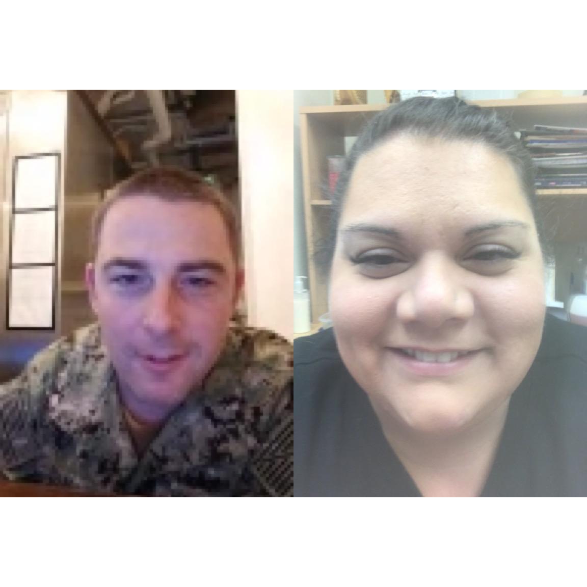 A quick snap of one of the MANY hours on video chat when Billy was still on the ship!