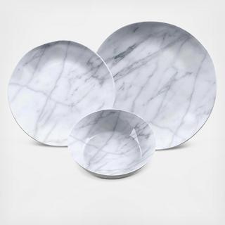Carrara Marble Melamine 18-Piece Dinnerware Set, Service for 6