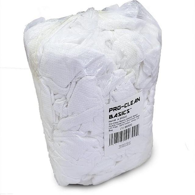 Pro-Clean Basics A99300 Select Quality Cleaning T-Shirt Cloth Rags, Lint Free, White, 3 lb Bag