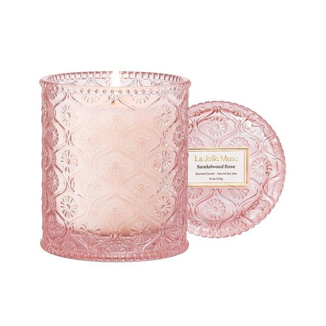 LA JOLIE MUSE Scented Candle, Sandalwood Rose Candle, Candles Gifts for Women, Natural Soy Candle, 8 oz 50 Hours Burn, Candles for Home Scented