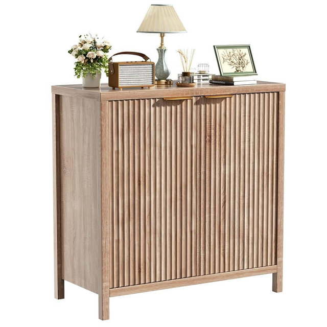 SEPTBOT Sideboard Buffet Cabinet, 31" Storage Cabinet with 2 Doors and Adjustable Shelves, Sideboard Cabinet for Dinning Room, Kitchen and Living Room - Oak