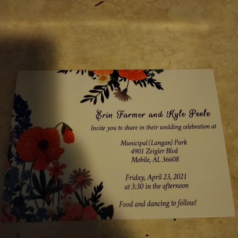 front of the invitation