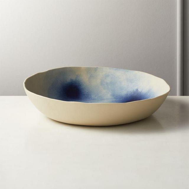 Shibori Blue and White Serving Bowl