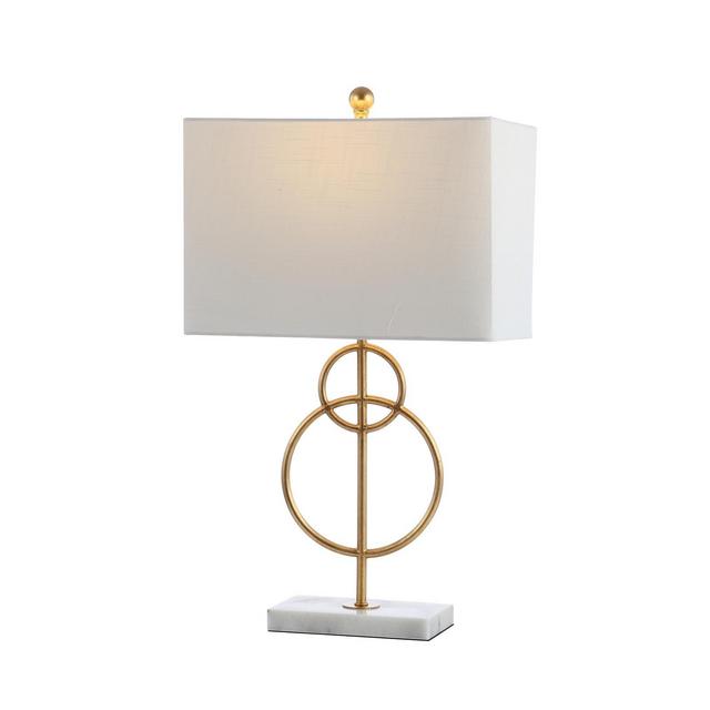 JONATHAN Y Haines 26" Modern Circle Marble/Metal LED Table Lamp