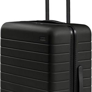 Away Medium Checked Luggage, Lightweight Hard Shell Suitcase with Spinner Wheels, Durable Rolling Luggage, TSA Lock, 26 Inch, Jet Black