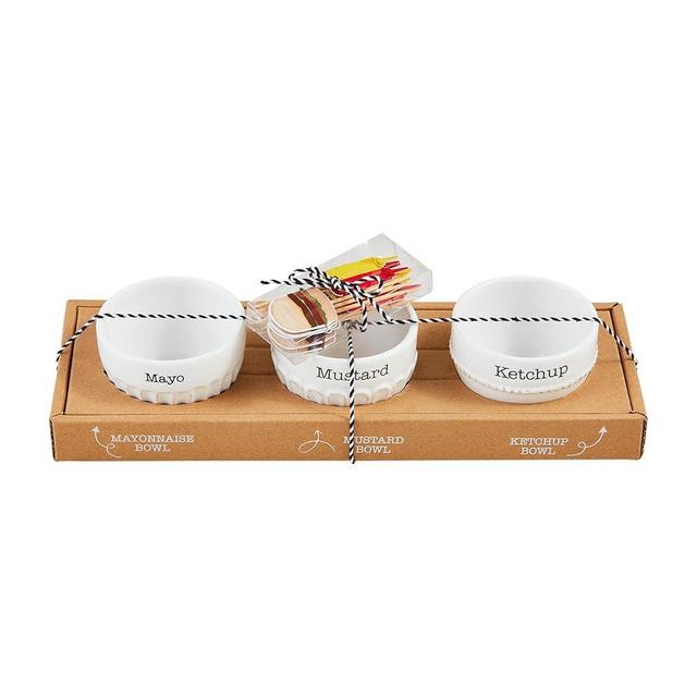 Mud Pie Circa Condiment Set, dip 2" x 3" dia | toothpick 3 1/2", WHITE