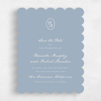 Blue Scalloped Wedding Save the Date - Dolores Portrait