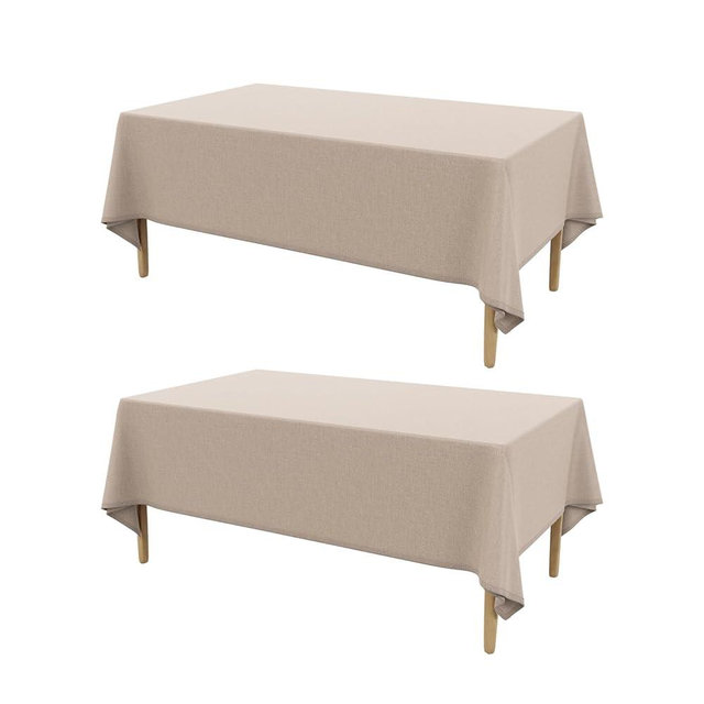 AUSSPVOCT 2 Pcs Textured Linen Table Cloth for Rectangle Table - 52x70 Inch Cloth Tablecloth Rectangular Waterproof Washable Fabric Dining Table Cover for Spring Wedding Party Kitchen Decor