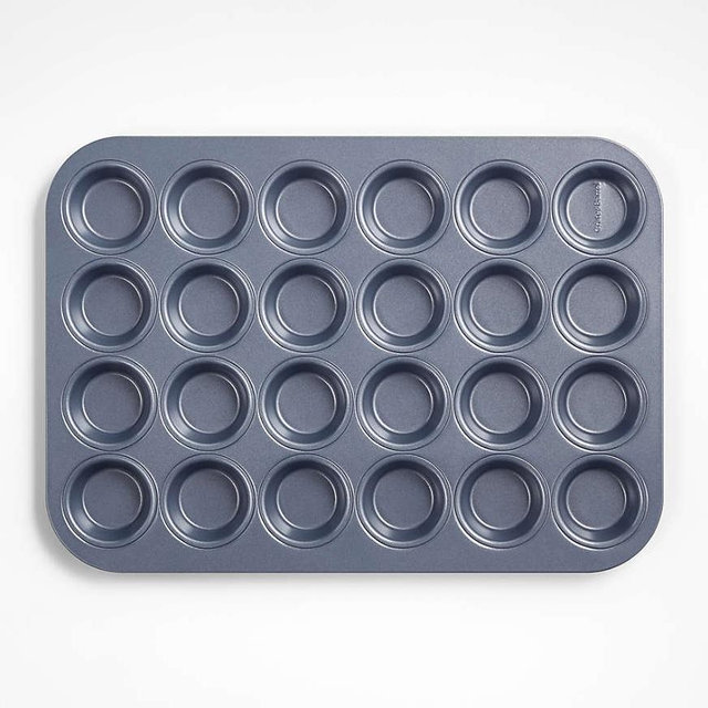 Crate & Barrel Slate Blue 24-Cup Mini Muffin Pan