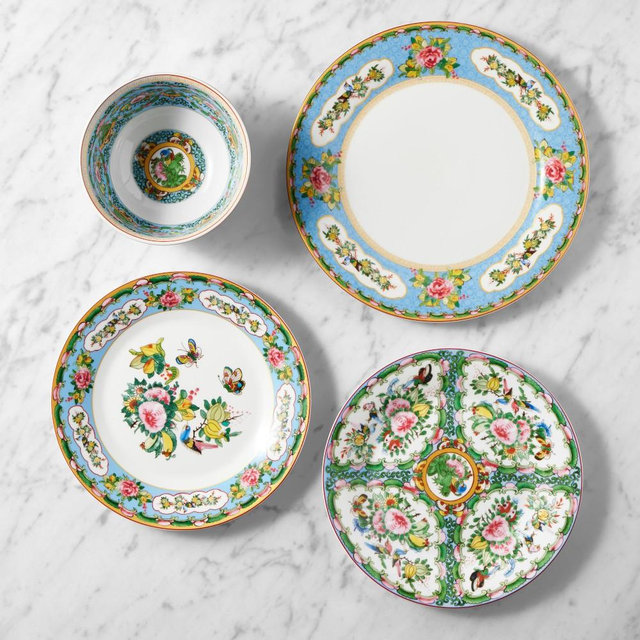 Famille Rose 12-Piece Dinnerware Cereal Set, Blue