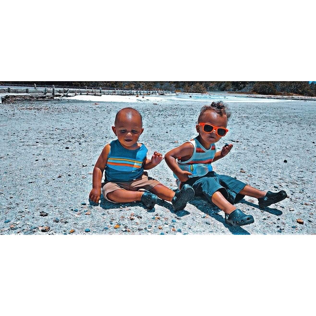 Taking our boys all over the world is part of our life goal . We started with taking them to their home away form home. This is at the Las Salinas ( The Salt Flats ), Puerto Rico in Cabo Rojo